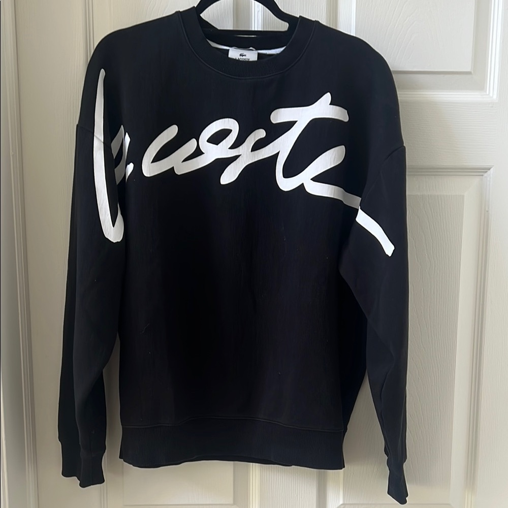 Lacoste Black and White Crewneck Sweater